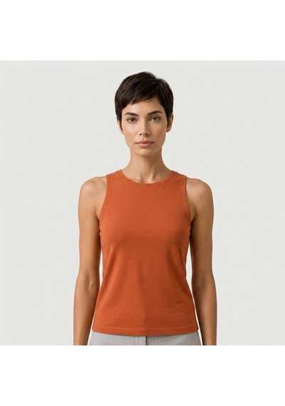 Bonbon Kadın Basic Kolsuz İçi Yarım Astarlı Tshirt Bb2538 Kiremit