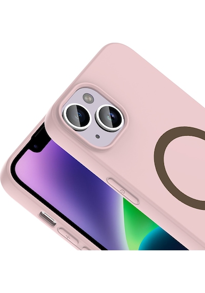 Maks Technology iPhone Uyumlu 13 Kılıf M-safe Şarj Özellikli Mkst Aris Silikon Kapak - Açık Pembe