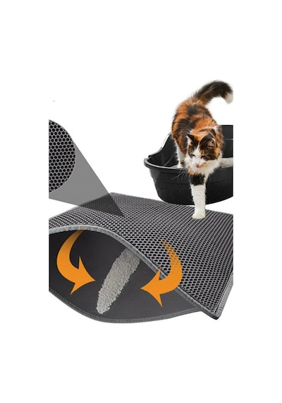 Elekli Kedi Tuvalet Önü Paspası Kedi Kumu Paspası-gri Kedi Paspası Pati Temizleme 60x40 Büyük