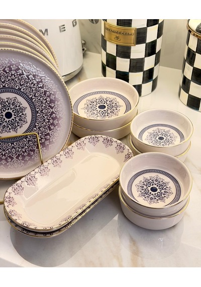 14 Parça Asya Purple Kahvaltı Takımı-5719 Çok Renkli