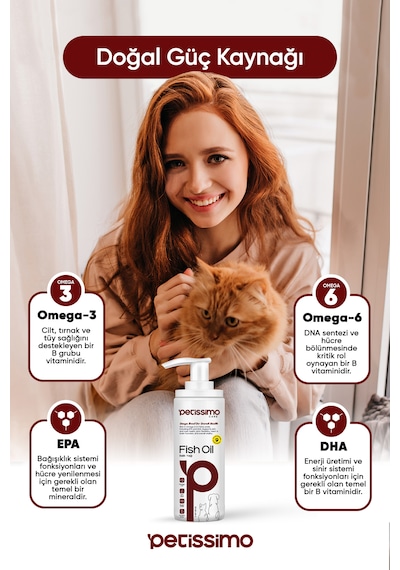 Petissimo Care Kedi Ve Köpekler İçin Balık Yağı - Omega 3-6 İçerikli Tüy Ve Genel Sağlık  - 200 Ml