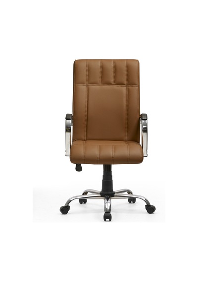 Eko Bolero Müdür Bilgisayar - Ofis - Müdür - Büro - Çalışma Koltuğu Taba Renk Krom Ayaklı Taba