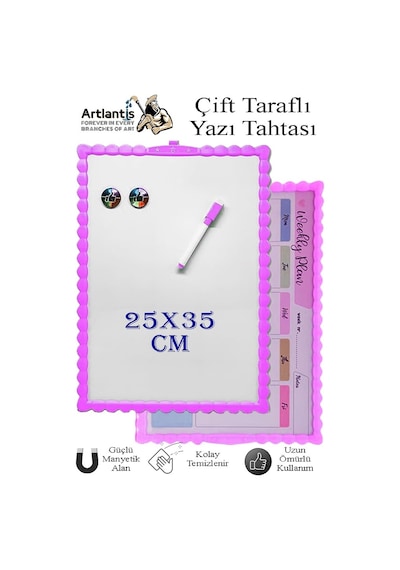 Manyetik Çift Taraflı Yazı Tahtası Renkli 25x35 Cm 1 Adet Çocuklar İçin Silinebilir Mıknatıslı Yazı Tahtası Plastik Mor