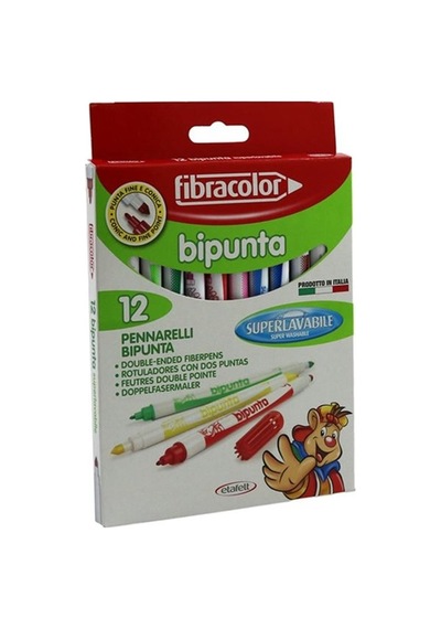 Fibracolor Bipunta 12 Renk Çiftuçlu Keçeli  Kalem