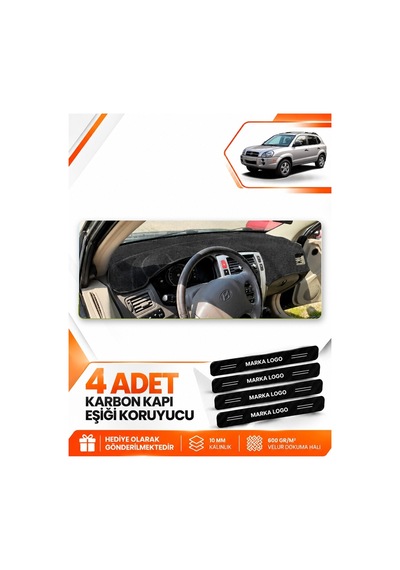 Hyundai Tucson 1 2004-2009 Uyumlu Torpido Koruma Koruyucu Kılıfı Halısı Örtü Göğüs - Siyah