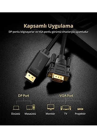 Displayport To Vga Görüntü Aktarma Kablosu 1.5 Metre