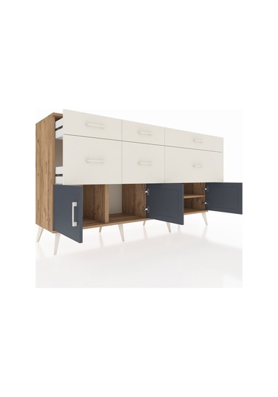 Hyperion Konsol Tek Raflı 6 Çekmeceli 4 Kapaklı 176x44x99 Çam-ant Çam-antrasit/aytaşı Hyperion Konsol Tek Raflı 6 Çekmeceli 4 Kapaklı 176x44x99 Çam-ant Çam-antrasit/aytaşı