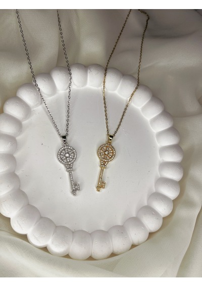İnsera Kadın Parlak Çelik Silver Anahtar Kolye Gümüş