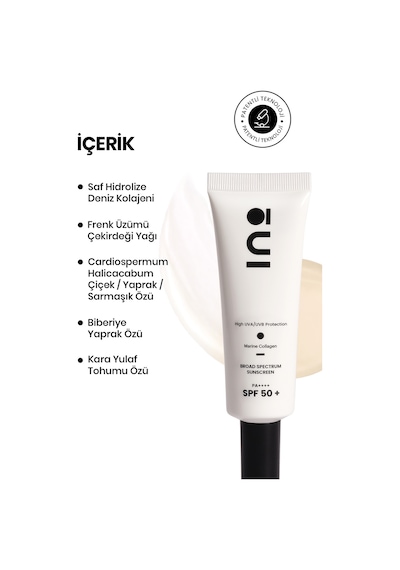 Cilt Tonu Eşitleyici Saf Kolajen Yüksek Korumalı 01 Light Spf50+ Yüz Güneş Kremi 50 Ml