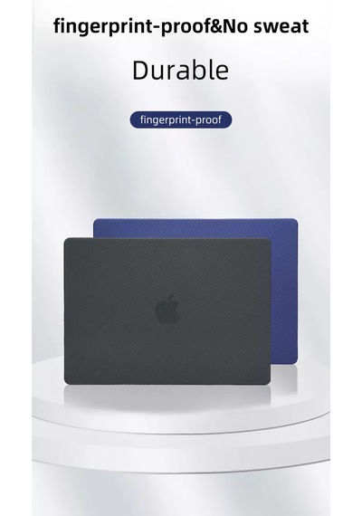 Arabulalaca Apple Uyumlu MacBook Air 13 A1932 Koruma Karbon Desenli Kılıf Siyah