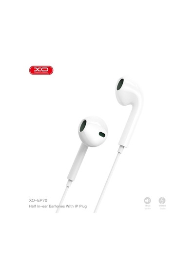 Xo Ep70 Apple Uyumlu iPhone  Mikrofonlu Kulak İçi Kulaklık - Ses Kontrollü Beyaz Kablolu Kulaklık Şeffaf
