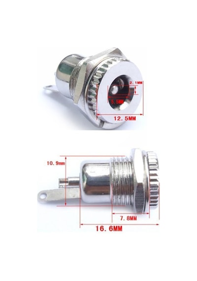 5.5 mm x 2.1mm DC Güç Soketi Metal Panel Montaj Power Jack
