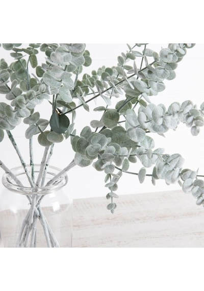 Yapay Çiçek Pastel Karlı Okaliptus 48cm 5dallı Uzun Dal Eucalyptus