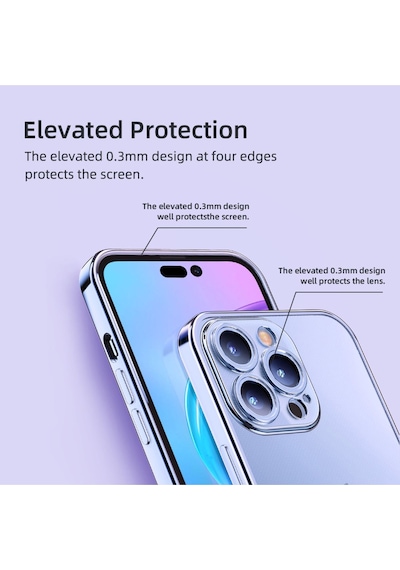 Rock Apple Uyumlu iPhone 14 Pro Max Kılıf Elektrokaplama - Siyah Siyah