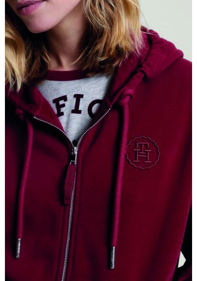 Tommy Hilfiger Fermuarlı Kapüşonlu Sweat Kırmızı