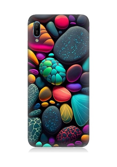 Huawei Y6 2019 Uyumlu Artx Kırmızı Doğa Taşlar Desenli Silikon Kılıf
