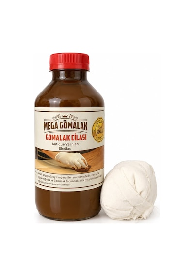 Mega Gomalak Doğal Ahşap Cilası 500 ML + Sürme Topu