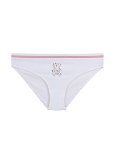 Kadın Pamuklu Beli Lastikli Slip/külot Kk20401 Gri - Pembe