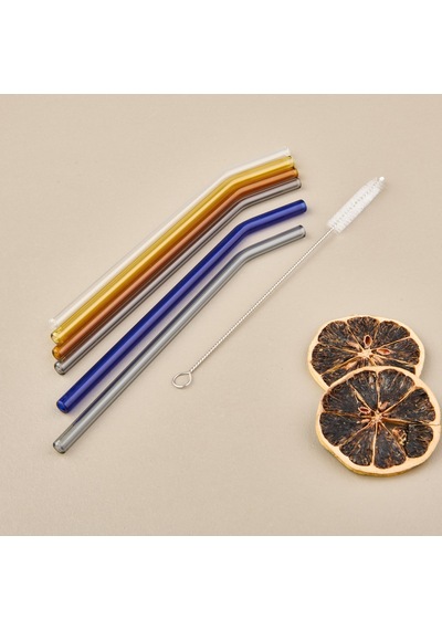 Straw Color 6'lı Cam Pipet Fırça Seti - Renkli Çok Renkli