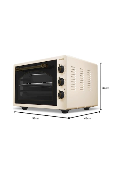 Simfer 4295 Retro Bej 42LT  Turbo Fan Mini / Midi Fırın – 6 Fonksiyon, Yoğurt Yapma & Buz Çözme Özellikli
