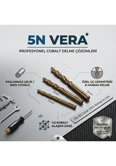 Hss Co M35 Matkap Ucu Seti 3-4-5 Mm İnox Kobalt Paslanmaz Çelik Delme