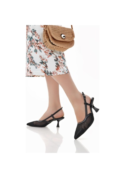 Nesilshoes Nesil Shoes Hkm 140 Siyah File Topuk Kadın Sandalet