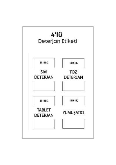 Grimorlife 4 Lü Sıvı Toz Tablet Deterjan Etiketi- Deterjan Düzenleyici Sticker Etiket Siyah