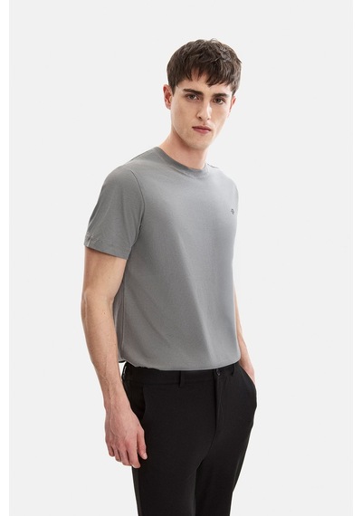 Backandbond Koyu Gri Regular Fit Bisiklet Yaka Tişört