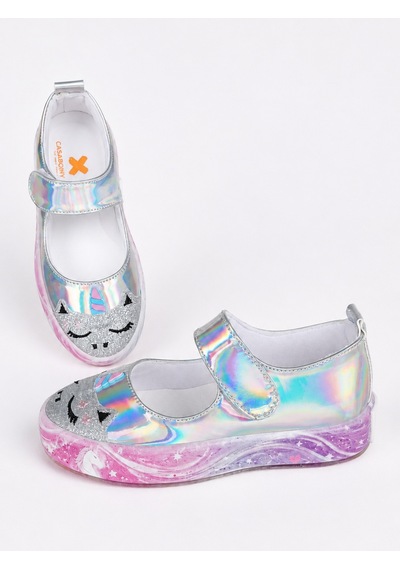 Unicorn Dream Hologram Kız Çocuk Babet Sneakers Gri