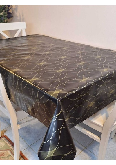 Elyaflı Pvc Masa Örtüsü Modern, Dayanıklı, Silinebilir Ve Şık Görünüm Mrl205 Siyah
