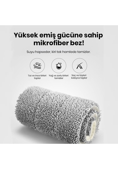 Vusıgn Mikrofiber Paspas Bezi 32x11 Cm Gri Düz Mop Uyumlu Ultra İnce Elyaf Temizlik Bezi