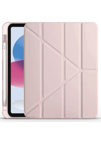 Newface Apple Uyumlu İpad 2025 10.9 10.nesil A16 Kılıf Kalemlikli Mars Tablet Kılıfı - Rose Gold