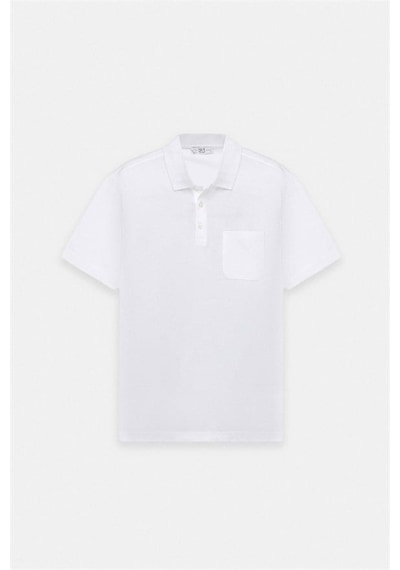 Süvari Beyaz Regular Düz Baskısız Düz Fermuarlı Polo Yaka Tişört Ts1014000442-bey
