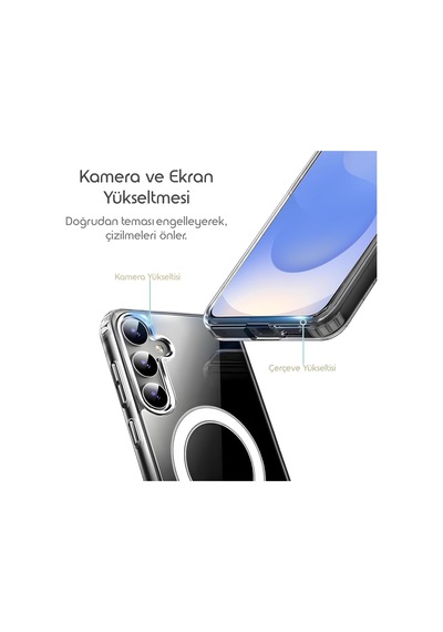 Magsafe İle Uyumlu Şeffaf, Kamera Çıkıntılı Korumalı Darbe Emici Kapak Kablosuz Wireless Şarj Destekli Silikon Telefon Kılıfı Samsung A26