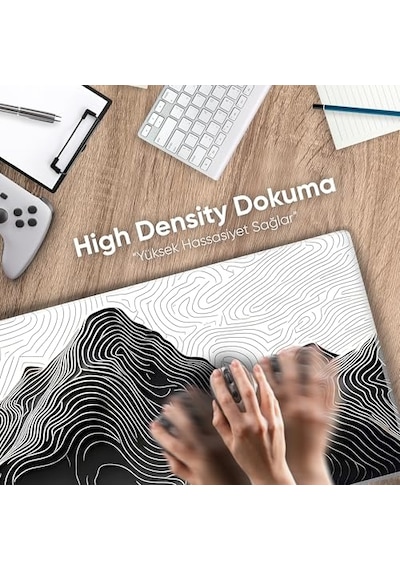 Minesk 90x40 Cm Xxl Gaming Mouse Pad High Density Hybrid Kumaş Kaymaz Taban Yüksek Çözünürlüklü Baskı Fare Altlığı Oyuncu Mousepad Mountain İzohips