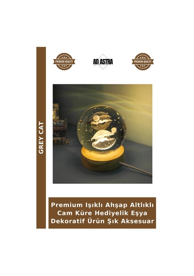 Premium Işıklı Ahşap Altlıklı Cam Küre Hediyelik Eşya Dekoratif Ürün Şık Aksesuar