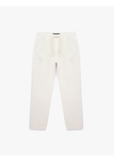 Koton Regular Fit Pamuklu Cepli Beli Bağcıklı Pantolon Ekru 6sam40009ıw
