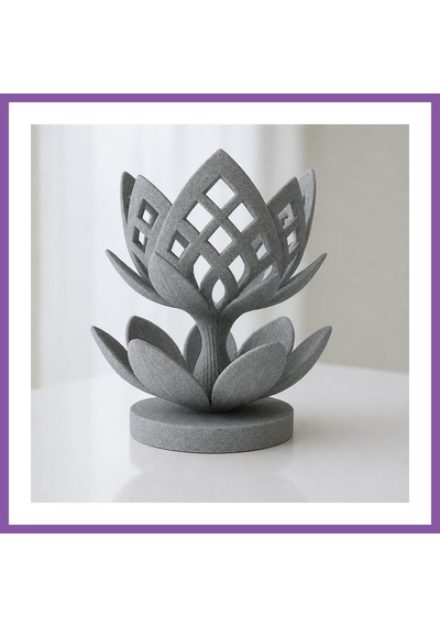 Bezos 3d Baskı Lotus Çiçeği Mumluk - Dekoratif Tealight Mumluk-gri Bzoshb