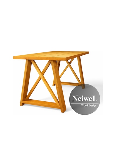Neiwel Garden Mare Doğal Ahşap Bahçe Yemek Masası-70-140 Açık Ceviz