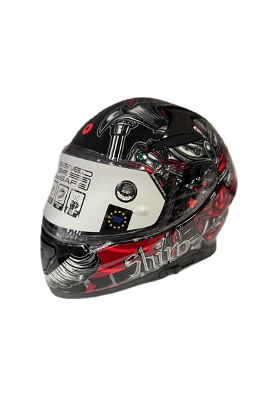 Shiro Katana Sv Samurai Kapalı Kask Kırmızı - Siyah