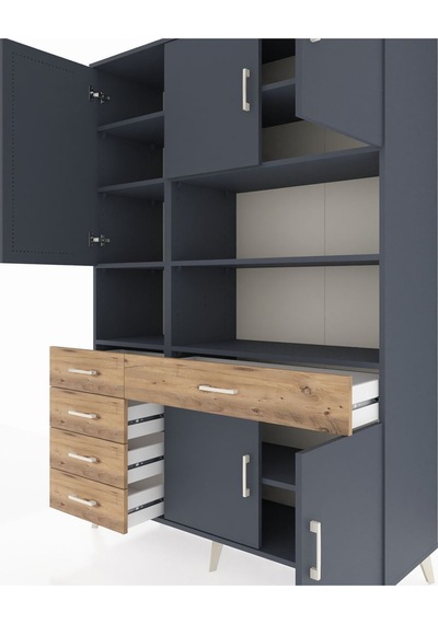 Hyperion Dolap 9 Raflı 5 Çekmeceli 5 Kapaklı 132x44x195 Antrasit-antrasit/çam Antrasıt/atlas Çam - Antrasıt Hyperion Dolap 9 Raflı 5 Çekmeceli 5 Kapaklı 132x44x195 Antrasit-antrasit/çam Antrasıt/atlas Çam - Antrasıt