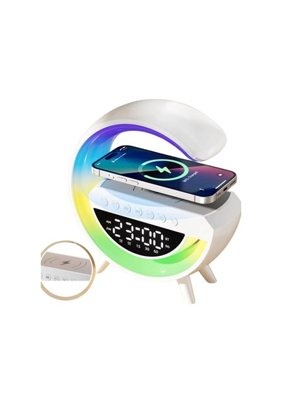 Kablosuz Şarjlı Led Işıklı Masa Saati Bluetooth Hoparlör Alarm Fonksiyonlu Çok Renkli 60833842
