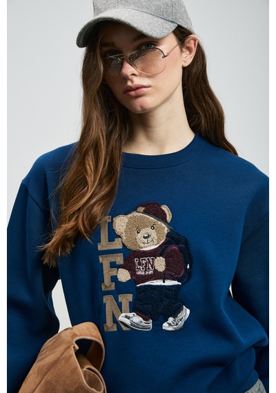 Lufian Dıamond Kadın Örme Sweatshırt Saks Saks 122030020100240 Saks