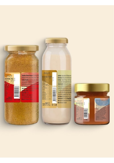 3'lü Ürün - Ravla Badem İçeceği Konsantresi - 250g/ Ravla Salgı Balı Meşe Kaynaklı - 250g / Ravla Altın Karışım 140g