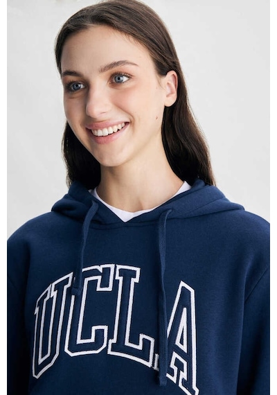 Ucla Rıley Lacivert Kapüşonlu Nakışlı Standard Fit Kadın Sweatshirt Lacivert