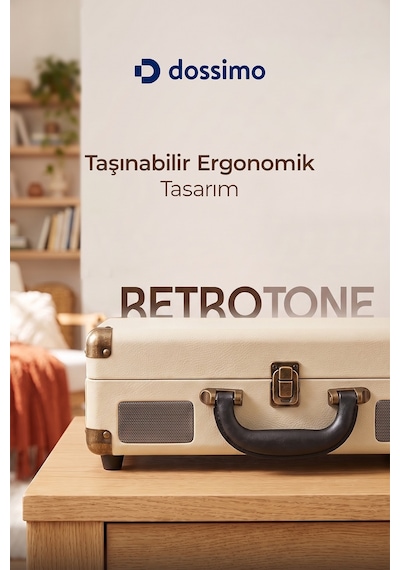 Dossimo Retrotone Bt+aux+usb Destekli Yedek İğneli Krem Pikap Çalar Ds-r100
