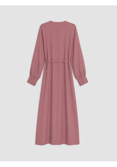 Lcw Modest Pembe Bisiklet Yaka Müslin Elbise