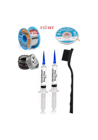 Lehimleme Seti 40 G 0,5 Mm Lehim Teli Cp-2515 Lehim Fitili Flux Lehim Toplama Fırça Seti Tk93