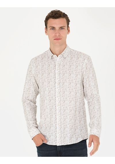 Pierre Cardin Erkek Haki Desenli Gömlek 50273552-vr027 Haki