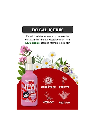 Metapet Kediler İçin %100 Doğal Sakinleştirici Stress Relax Damla 50 ML